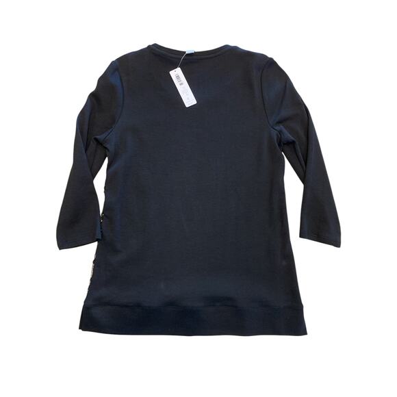 NWT CHICO'S Lace Scoop Neck Tunic Top Knit Black & Tan Size 0 Small NWT - Picture 3 of 8